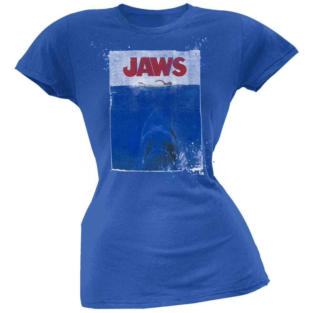 Jaws - Poster Juniors T-Shirt Juniors T-Shirts Jaws SM Blue