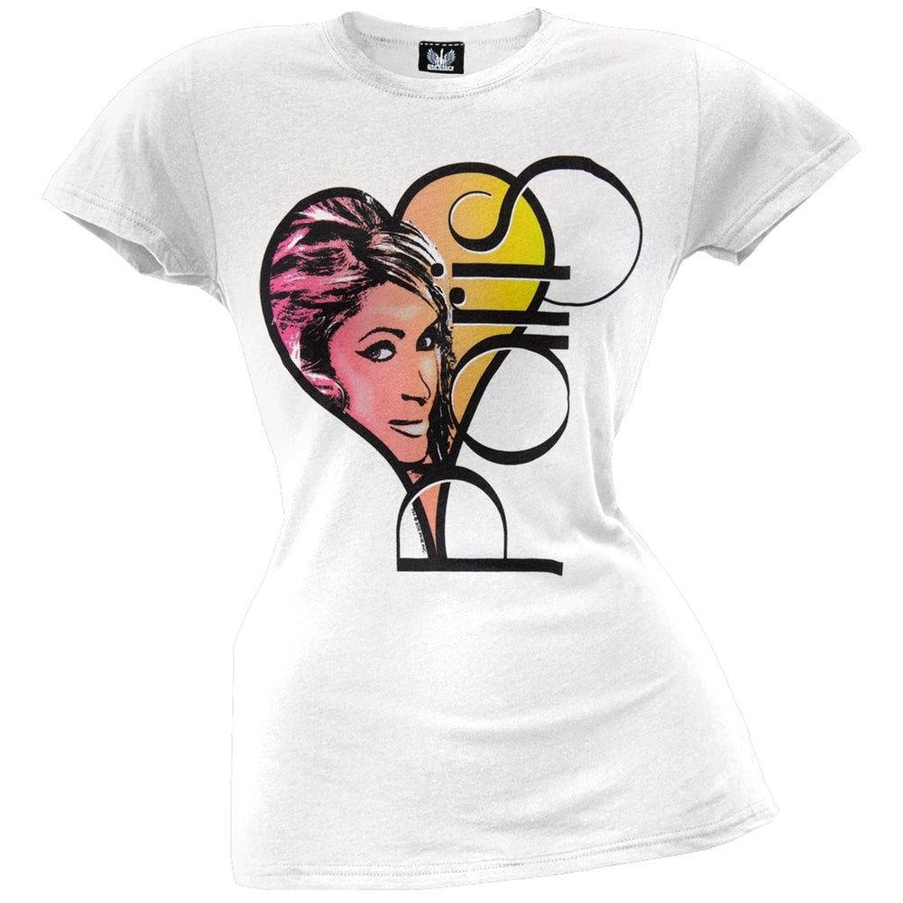 Paris Hilton - Heart Juniors T-Shirt Juniors T-Shirts Paris Hilton LG White 