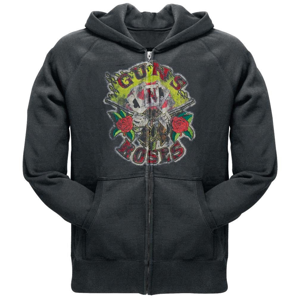 Guns N Roses - Cards Premium Zip Hoodie Men's Hoodies Guns N' Roses LG Grey 