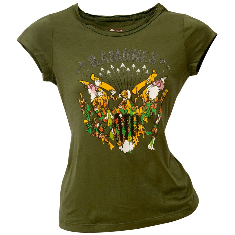 Ramones - Color Seal Premium Girls Youth T-Shirt Youth T-Shirts Ramones 4 Green 