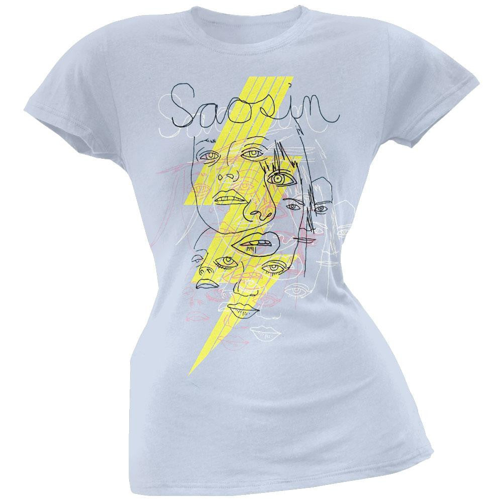 Saosin - Lightning Faces Juniors T-Shirt Juniors T-Shirts Saosin SM Blue