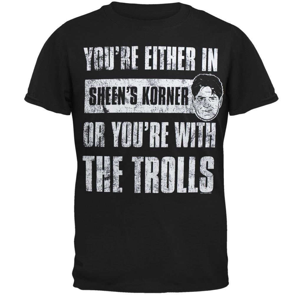 Charlie Sheen - With The Trolls T-Shirt Men's T-Shirts Charlie Sheen SM Black 