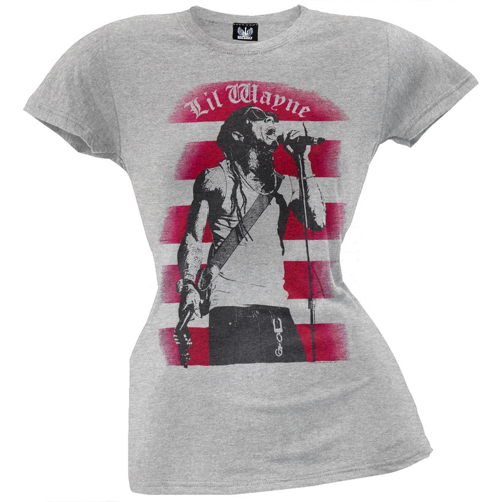 Lil Wayne - Salute Juniors T-Shirt Juniors T-Shirts Lil Wayne MD Grey 