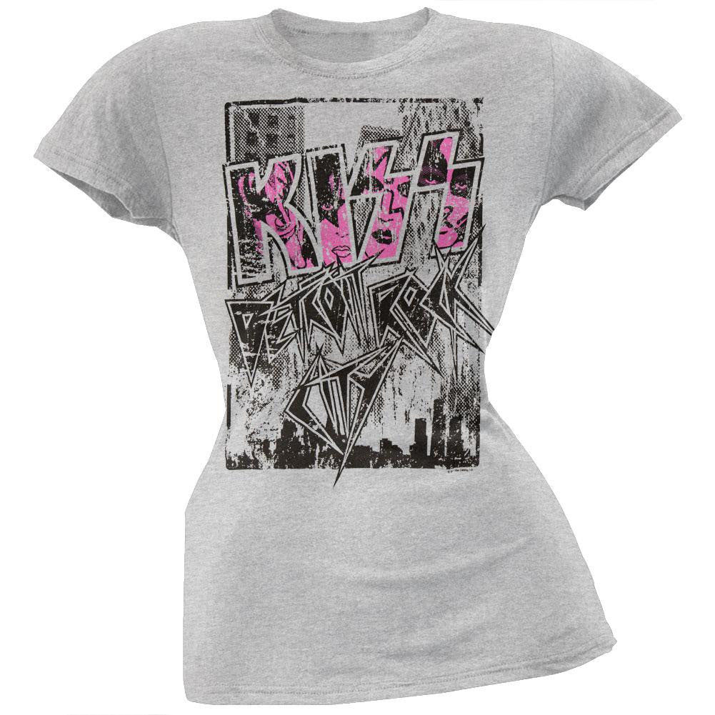 Kiss - Detroit Rock Juniors T-Shirt Juniors T-Shirts Kiss SM Grey 