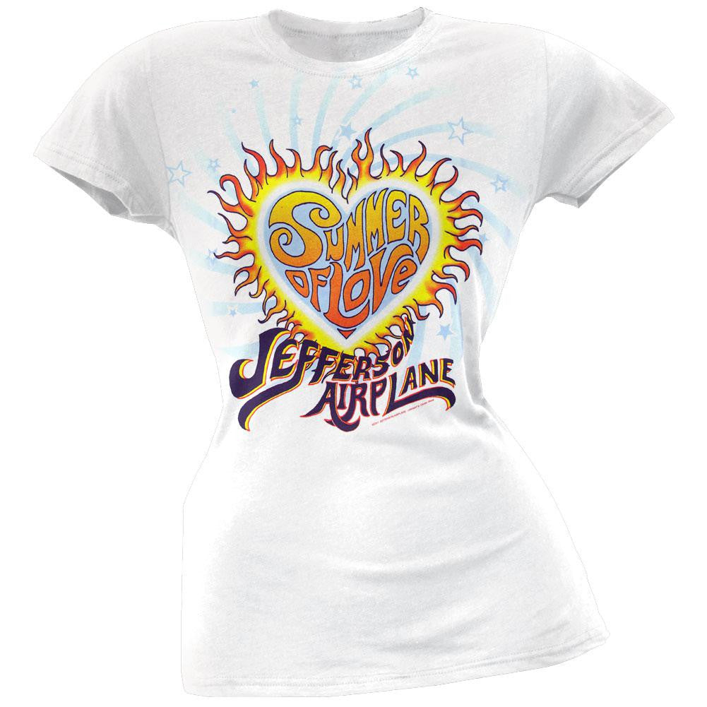 Jefferson Airplane - Summer Of Love Juniors T-Shirt Juniors T-Shirts Jefferson Airplane SM White