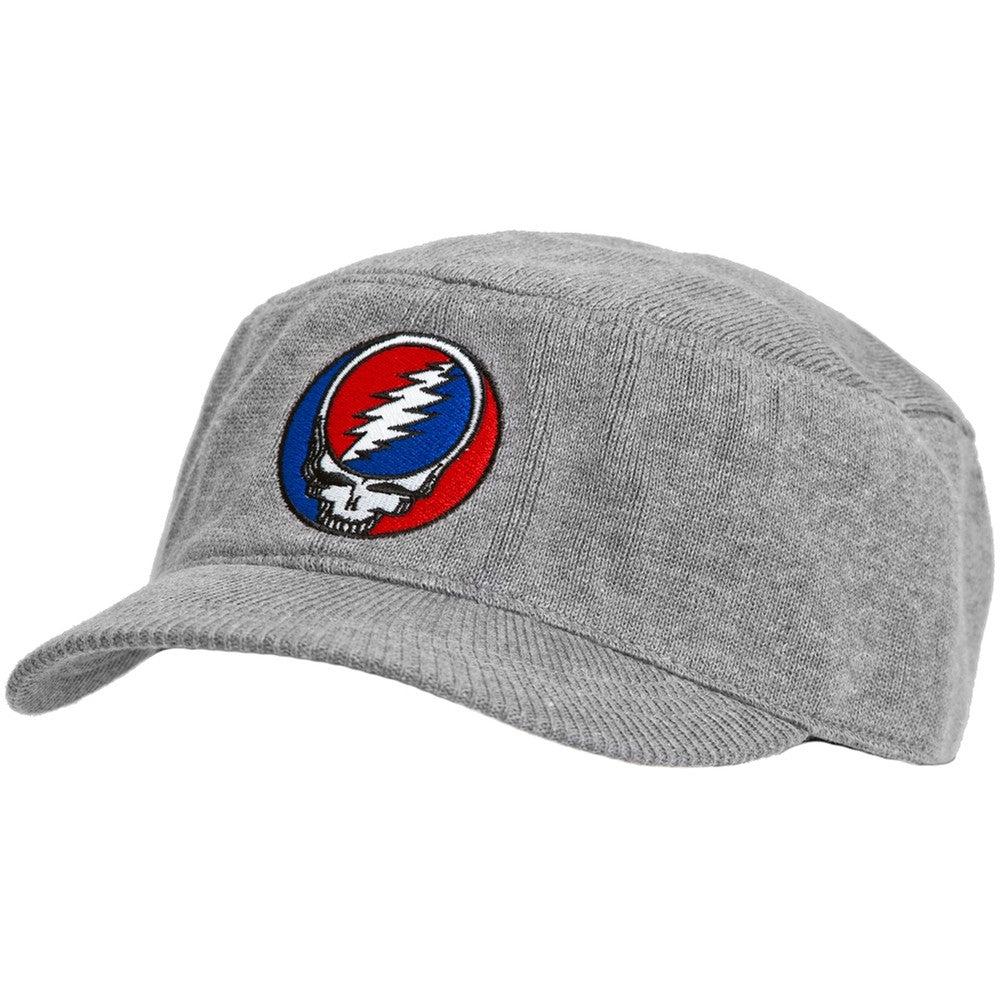 Grateful Dead Stealie Grey Cadet Knit Hat Cadet Caps Grateful Dead   