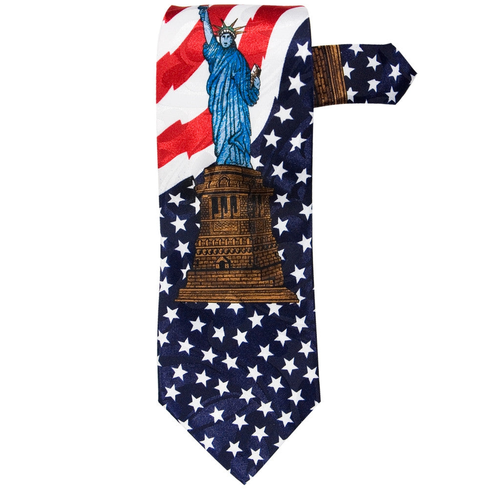 American Flag Lady Liberty Neck Tie Men's Neck Ties Old Glory   