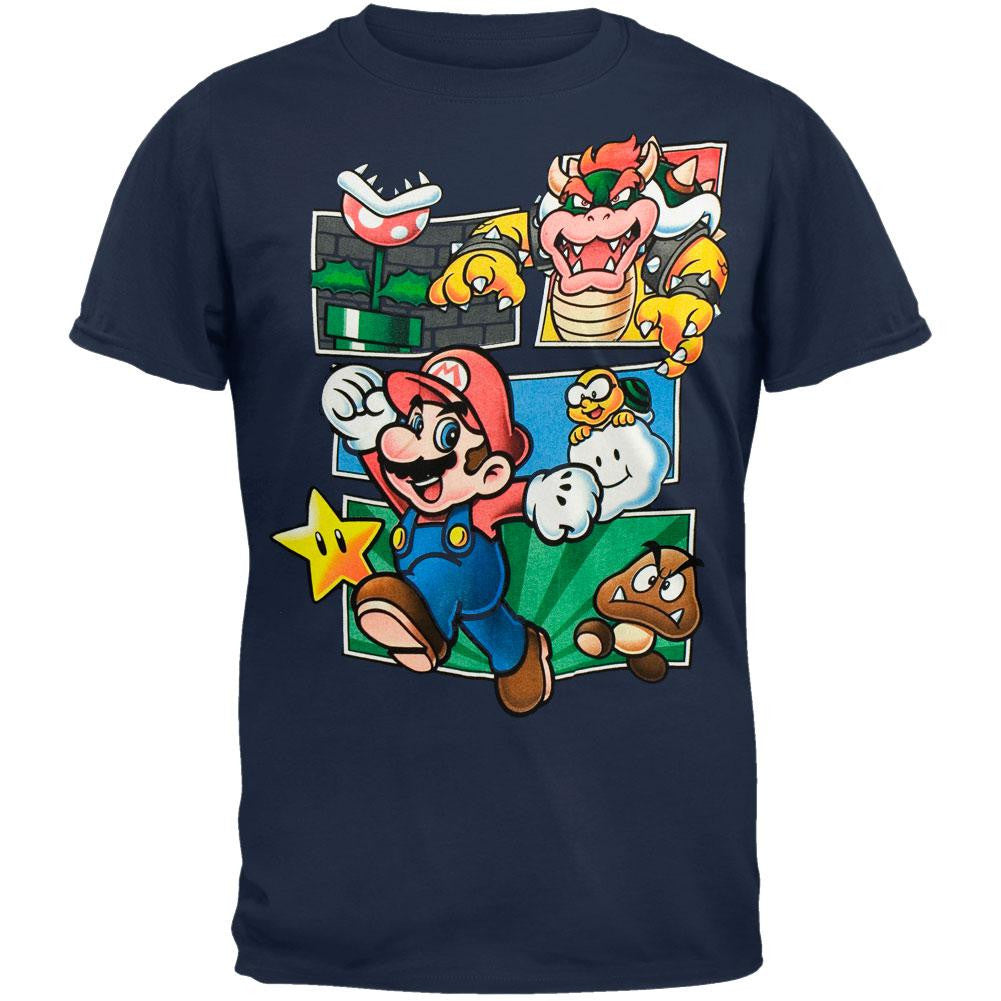 Nintendo - Mario Action T-Shirt Men's T-Shirts Nintendo SM Blue 