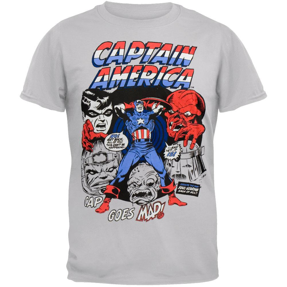 Captain America - Cap Goes Mad Soft T-Shirt Men's T-Shirts Captain America 2XL Grey 