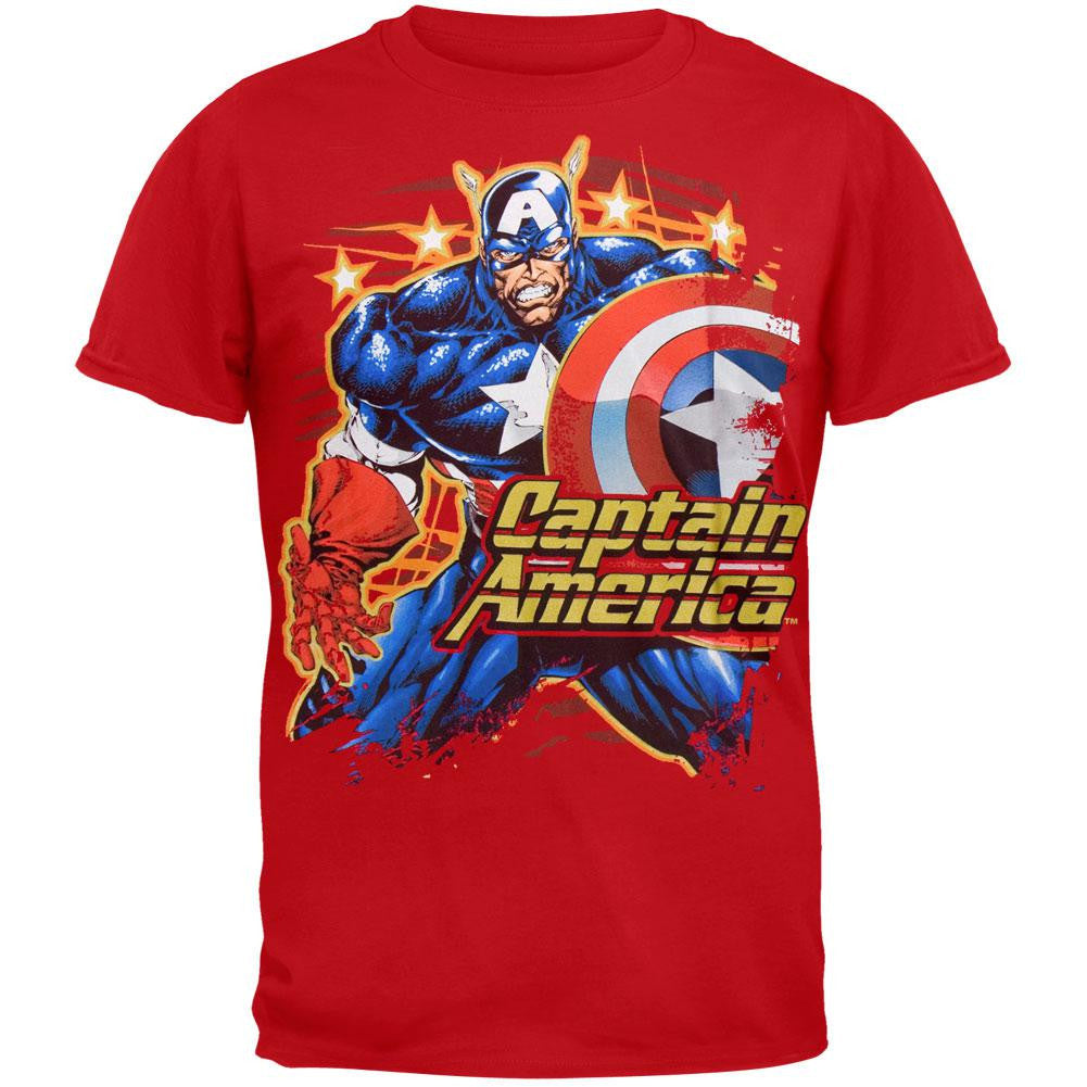 Captain America - American Grizzly Youth T-Shirt Youth T-Shirts Captain America LG Red 