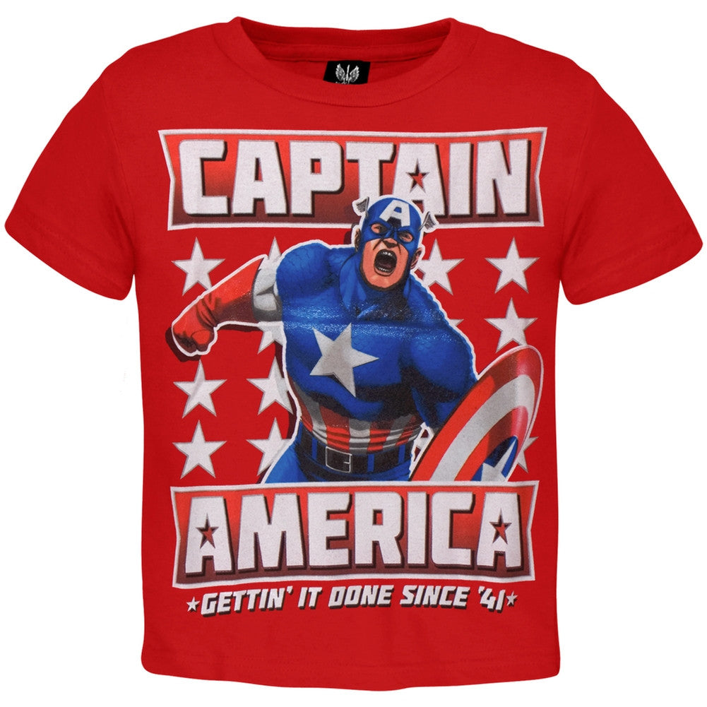 Captain America - Getting It Done Juvy T-Shirt Juvenile T-Shirts Captain America MD Red