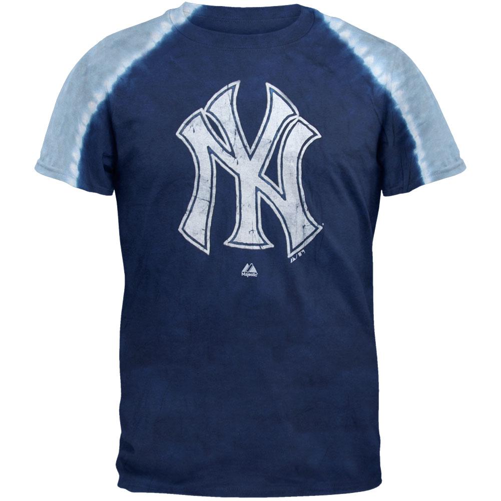 New York Yankees - Logo Pleated Tie Dye T-Shirt Men's T-Shirts New York Yankees 2XL Blue 