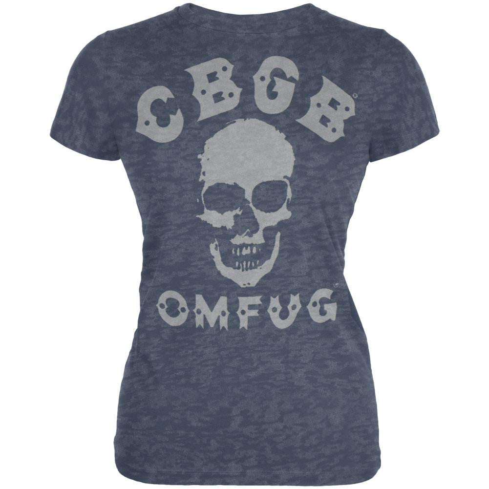 CBGB - Burnout Skull Navy Juniors T-Shirt Juniors T-Shirts CBGBs LG Blue 