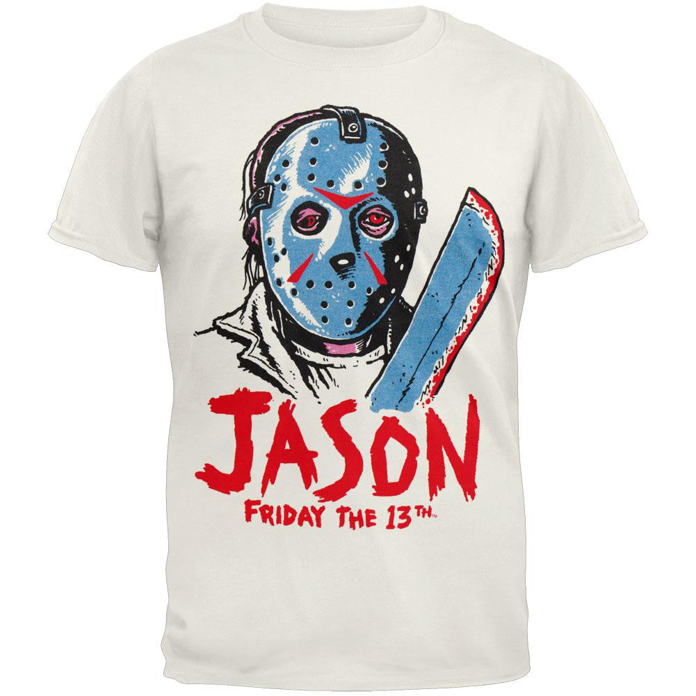 Friday The 13th - Drawn Ringer T-Shirt Men's T-Shirts Friday the 13th SM White 