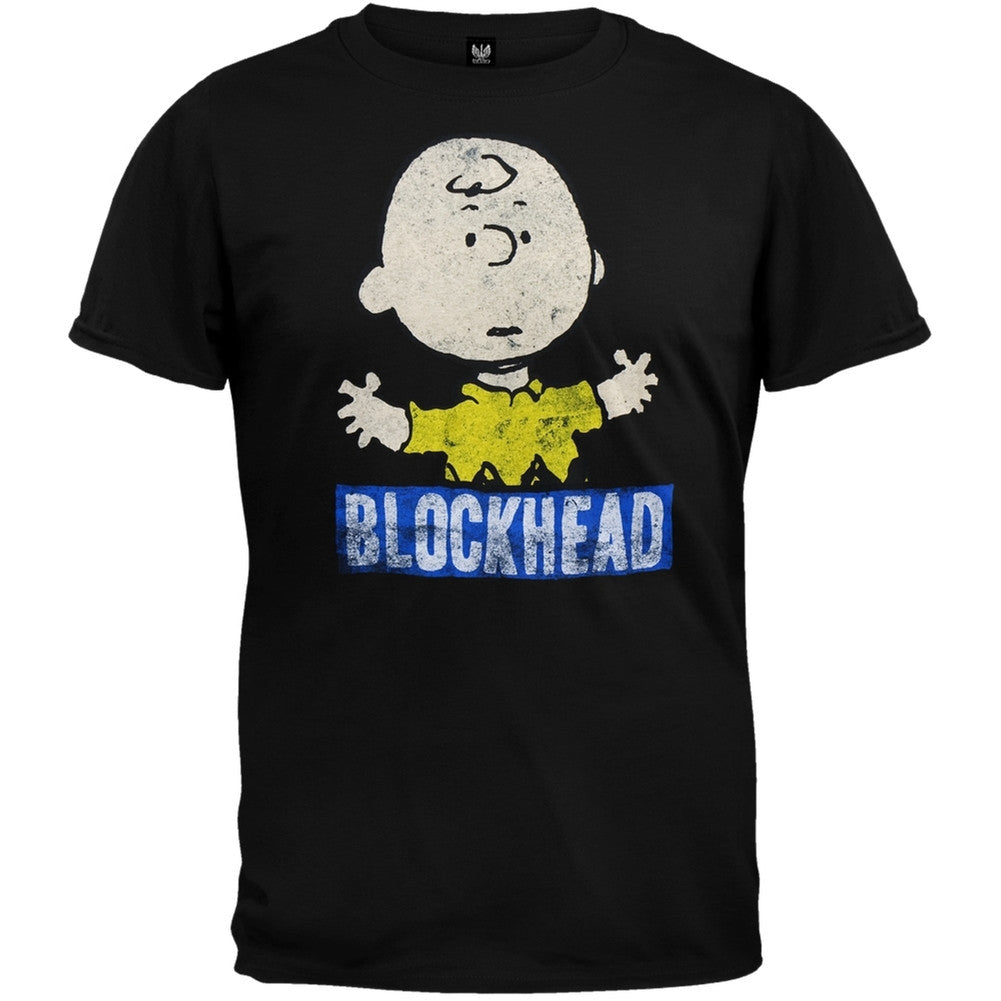 Peanuts - Blockhead T-Shirt Men's T-Shirts Peanuts SM Black 