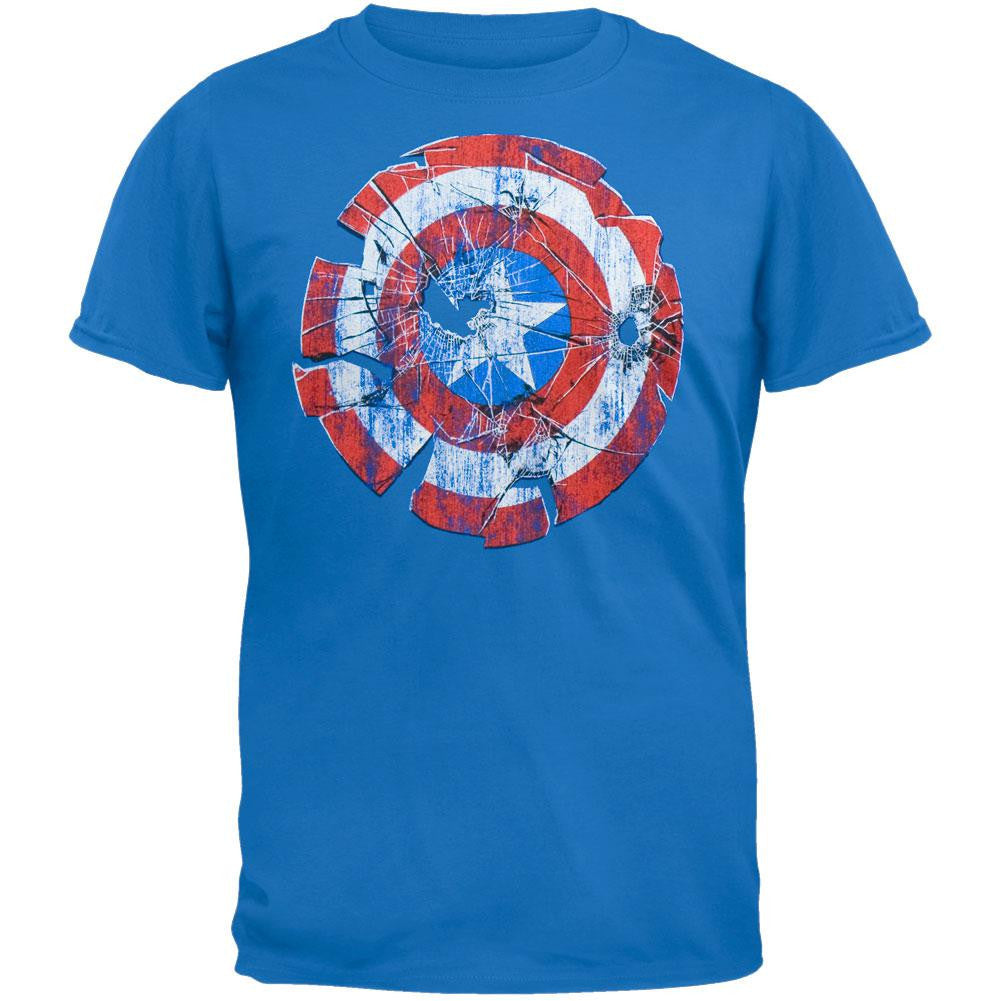 Captain America - Glass Shield Soft T-Shirt Men's T-Shirts Captain America SM Blue 