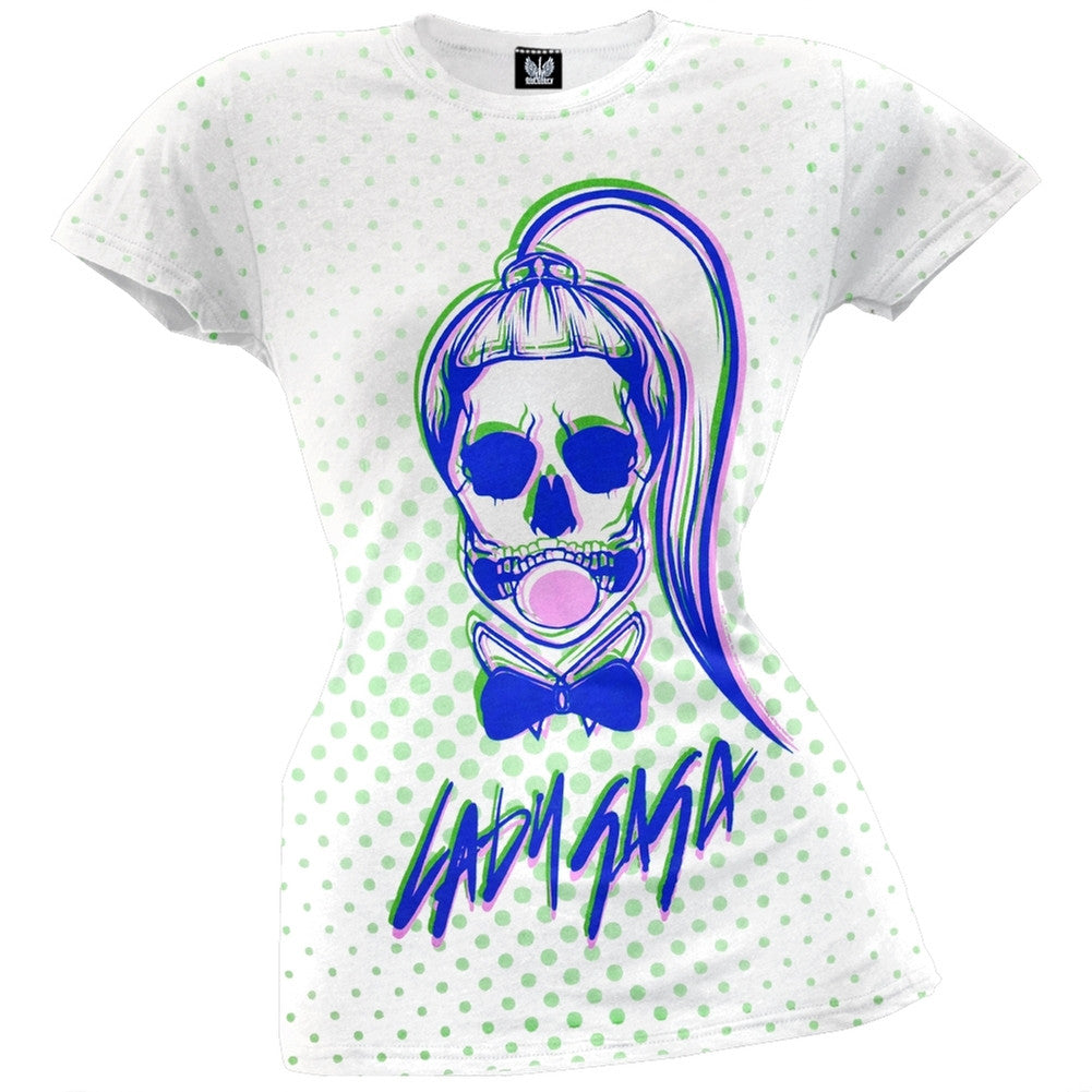 Lady Gaga - Bubble Dots Juniors T-Shirt Juniors T-Shirts Lady Gaga SM White 