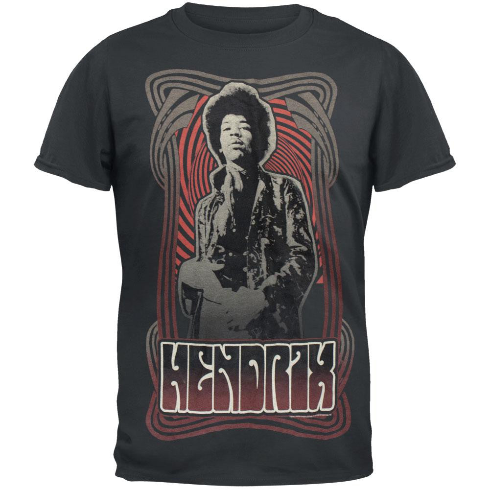 Jimi Hendrix - Deco Swirl T-Shirt Men's T-Shirts Jimi Hendrix SM Grey 