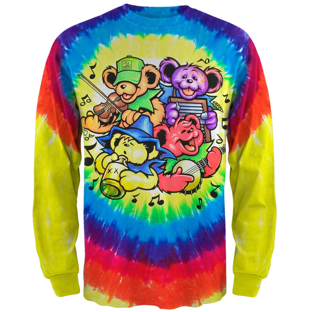 Grateful Dead Dancing Bear Jamboree Tie Dye Mens Long Sleeve T Shirt Men's Long Sleeves Grateful Dead MD Multi 