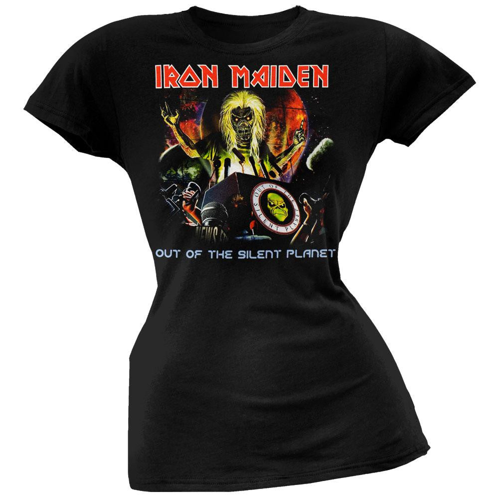 Iron Maiden - Out Of The Silent Planet Juniors T-Shirt Juniors T-Shirts Iron Maiden LG Black 