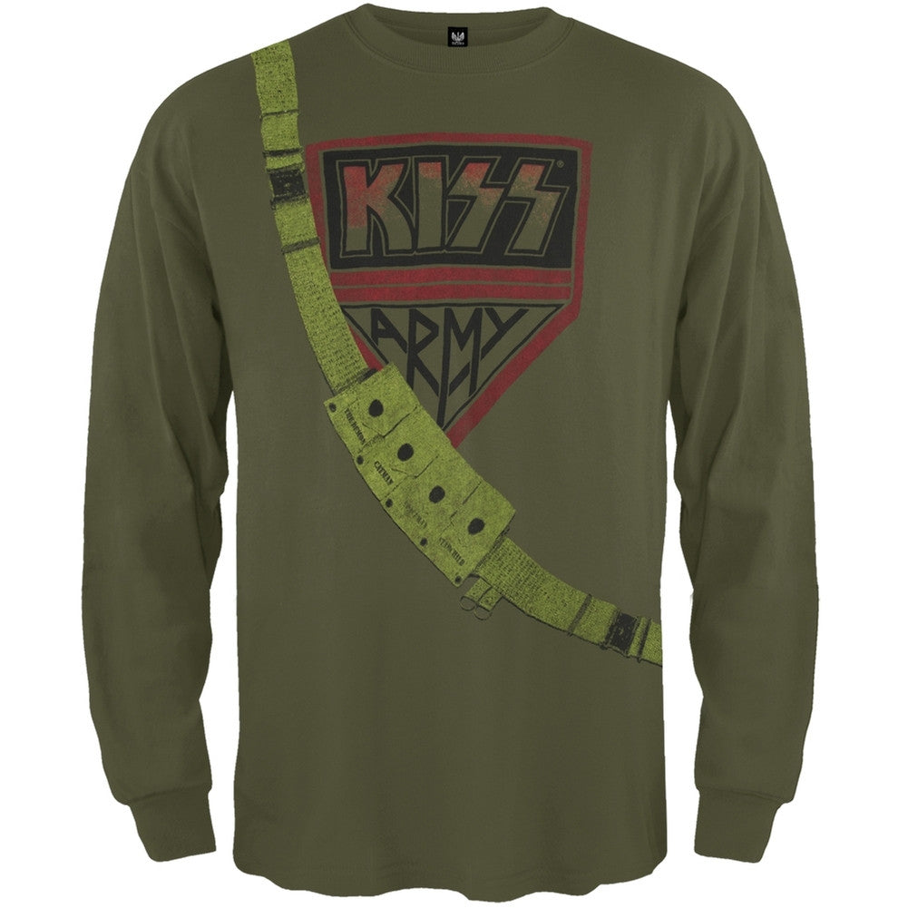 Kiss - Kiss Army Premium Boys Youth Long Sleeve T-Shirt Youth Long Sleeves Kiss 2 Dark Green 