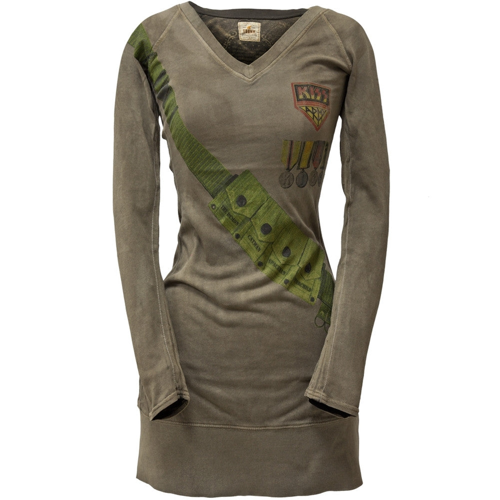 Kiss - Kiss Army Premium Juniors Long Sleeve Tunic Dress Juniors Dresses Kiss SM Green 