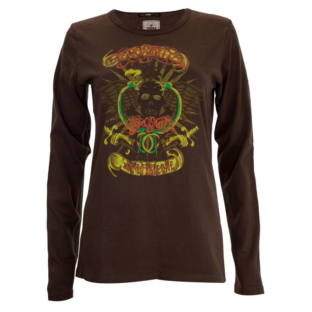 Aerosmith - Aero Force One Premium Juniors Long Sleeve T-Shirt Juniors Long Sleeves Aerosmith XS Brown 