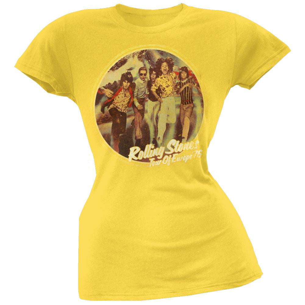 Rolling Stones - Tour Of Europe 76 Juniors T-Shirt Juniors T-Shirts Rolling Stones LG Yellow 