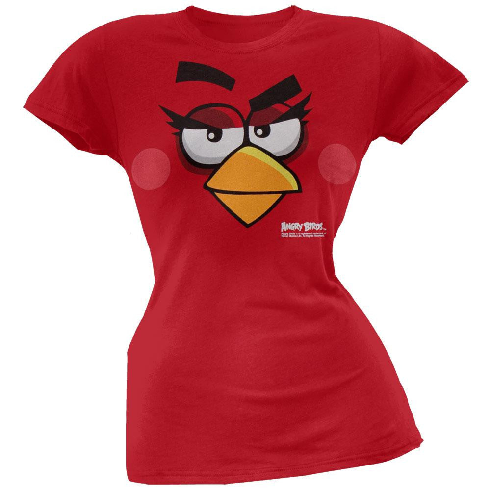 Angry Birds - Girly Face Juniors T-Shirt Juniors T-Shirts Angry Birds SM Red