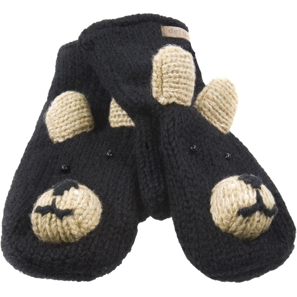 Babu The Black Bear Knit Mittens Knit Mittens Old Glory OS Black 