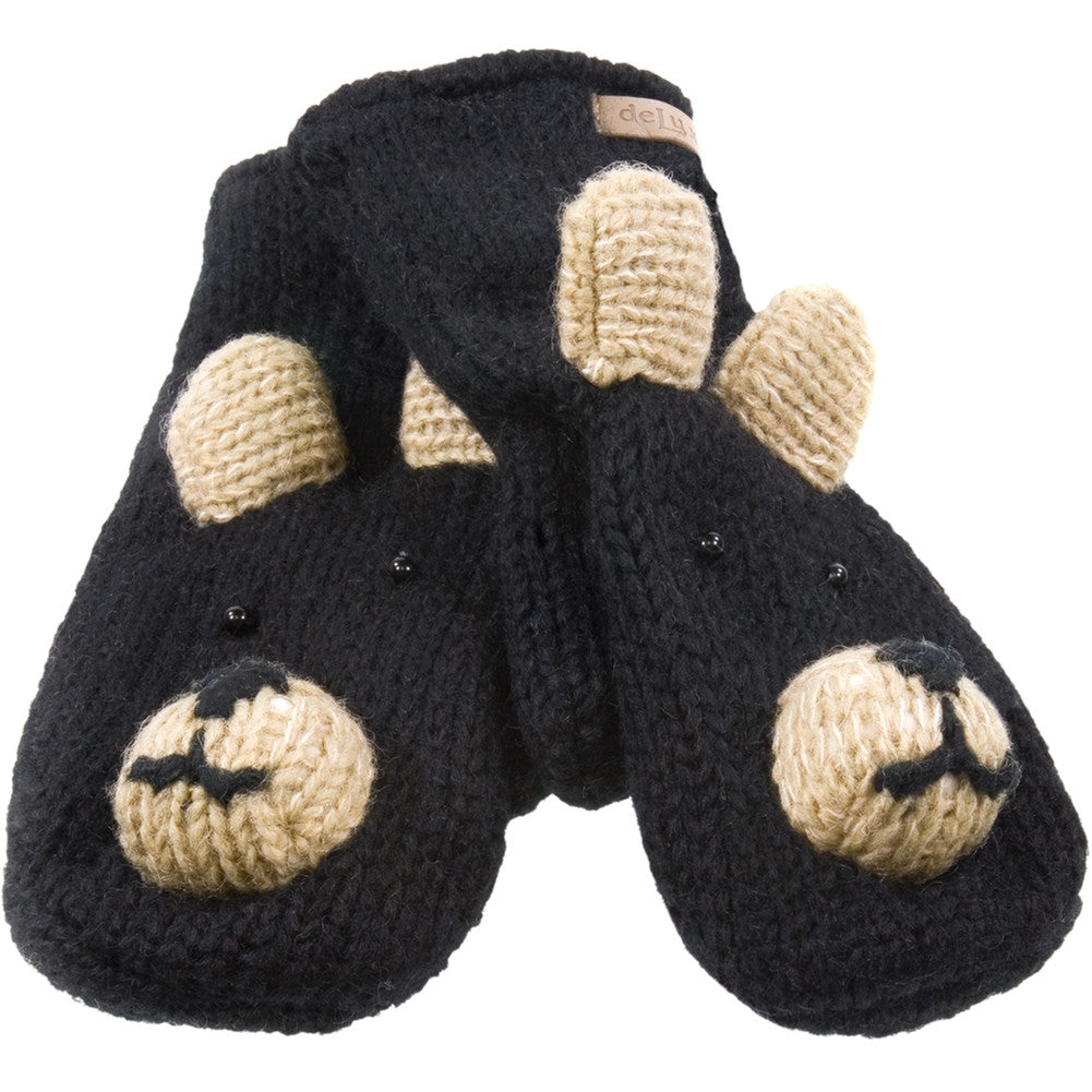 Babu The Black Bear Kids Knit Mittens Knit Mittens Old Glory OS Black 