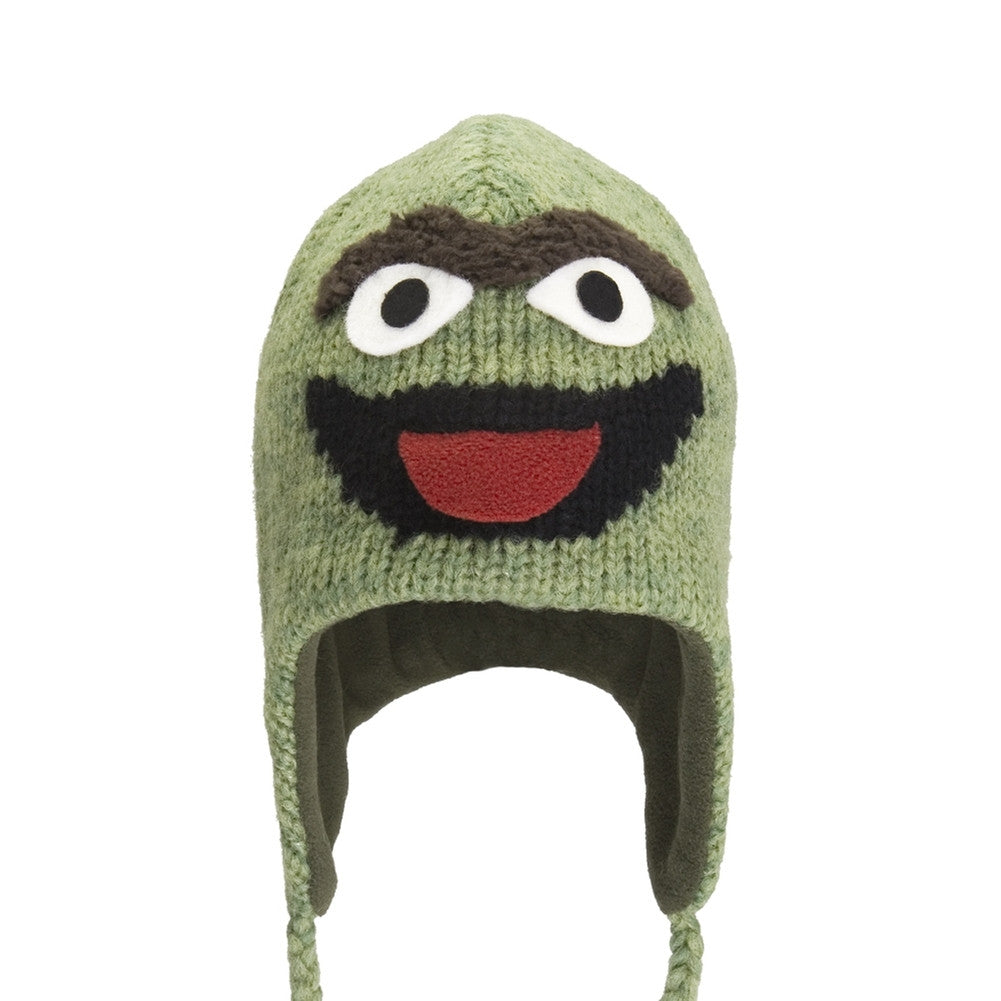 Sesame Street - Oscar Head Kids Peruvian Knit Hat Peruvian Knit Hats Old Glory OS Light Green 