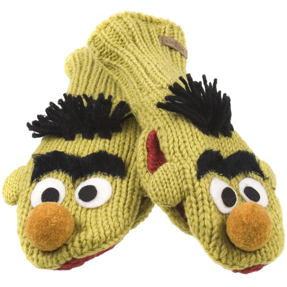 Sesame Street - Bert Head Kids Knit Mittens Knit Mittens Old Glory OS Yellow 