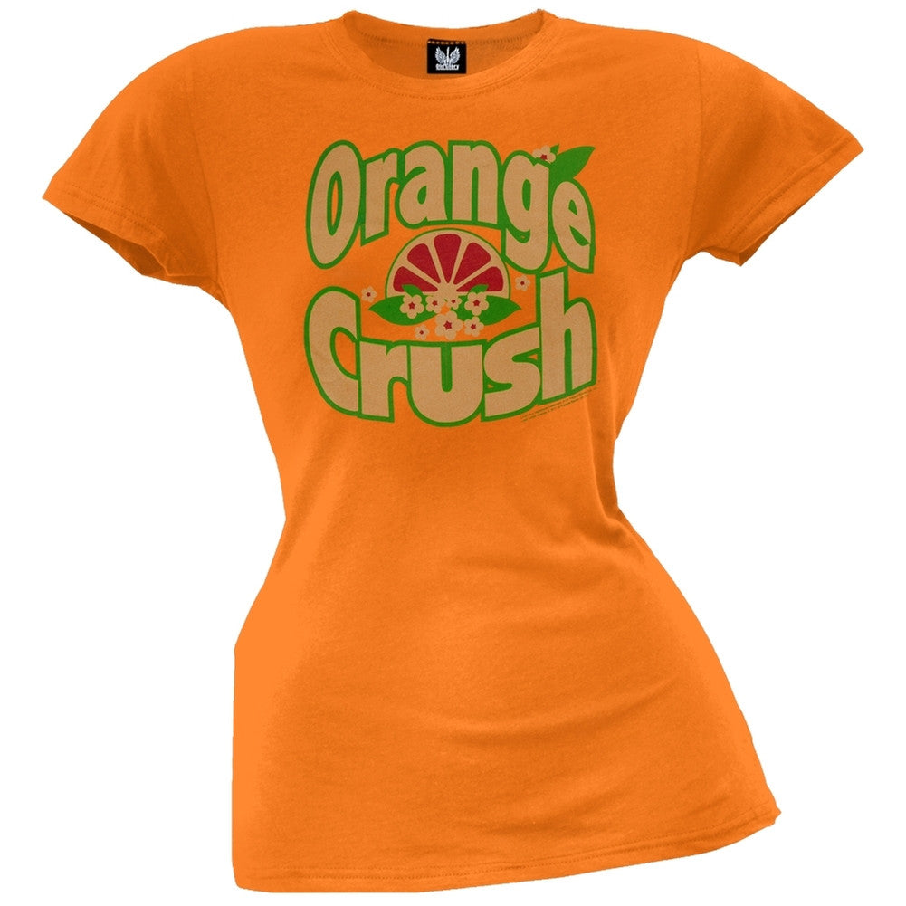 Orange Crush - Floral Slice Logo Juniors T-Shirt Juniors T-Shirts Crush LG Orange 