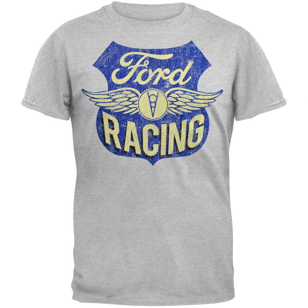 Ford - Distressed Racing Plaque T-Shirt Men's T-Shirts Ford SM Grey 