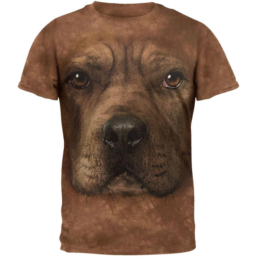 Pitbull Face T-Shirt Men's T-Shirts Spiritual 2XL Brown 