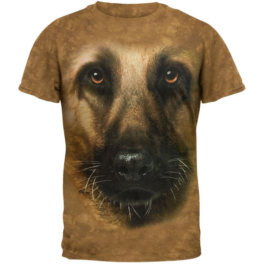 German Shepherd Face T-Shirt Men's T-Shirts Spiritual 3XL Brown 