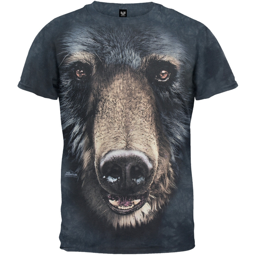 Black Bear Face T-Shirt Men's T-Shirts Old Glory SM Black 