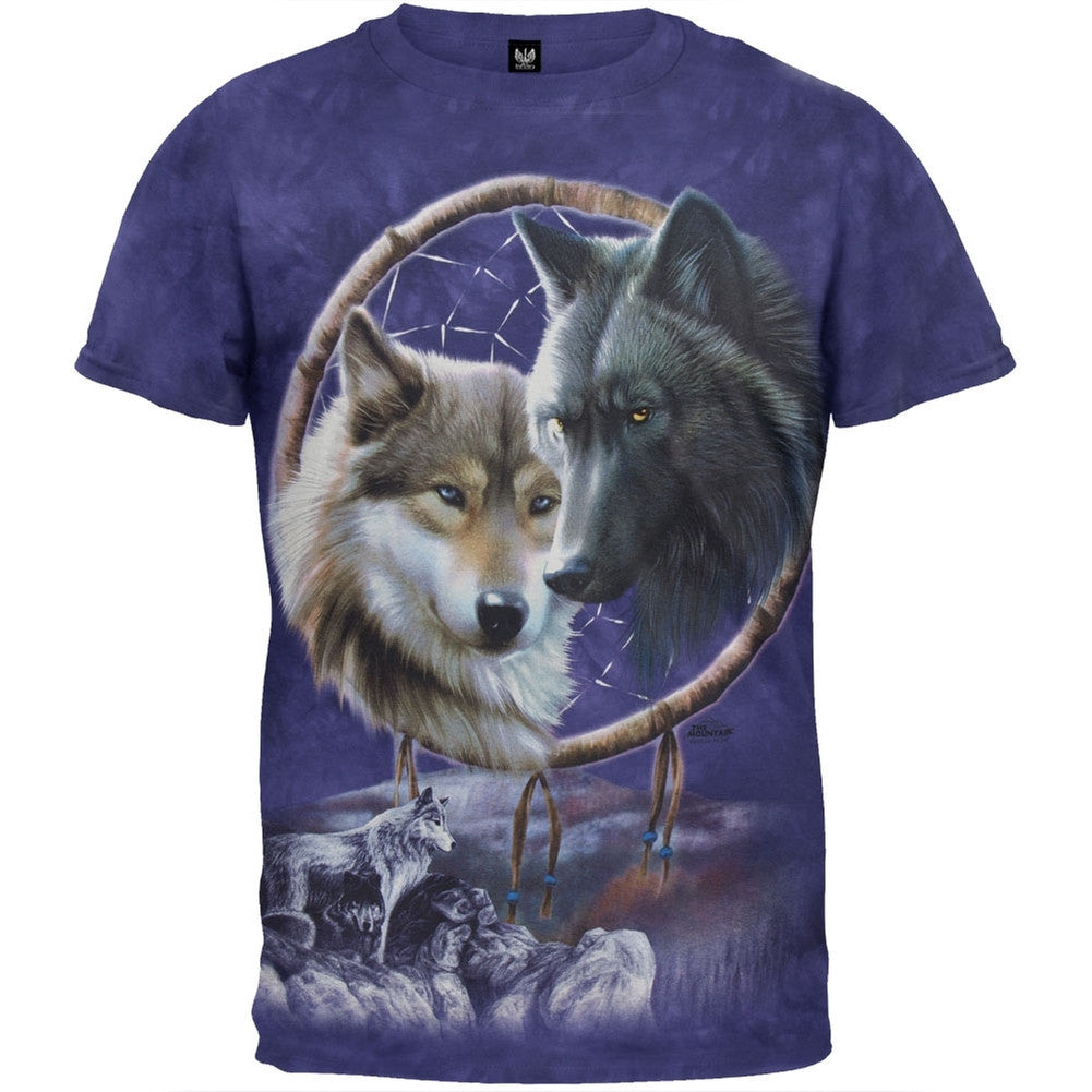 Dreamcatcher Wolves T-Shirt Men's T-Shirts Old Glory 2XL Purple