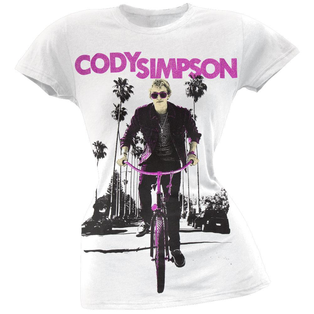 Cody Simpson - Beach Bike Juniors T-Shirt Juniors T-Shirts Cody Simpson LG White 