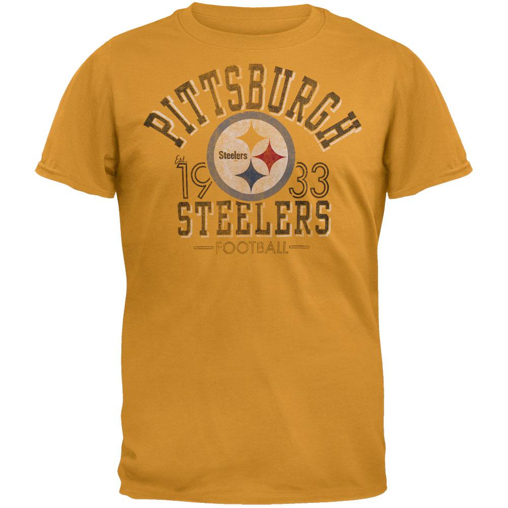 Pittsburgh Steelers - Logo Fadeaway Premium T-Shirt Men's T-Shirts Pittsburgh Steelers 2XL Yellow 