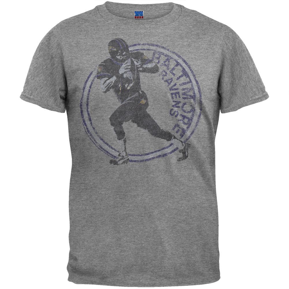 Baltimore Ravens - Vintage Quarterback Soft Grey T-Shirt Men's T-Shirts Baltimore Ravens SM Grey 