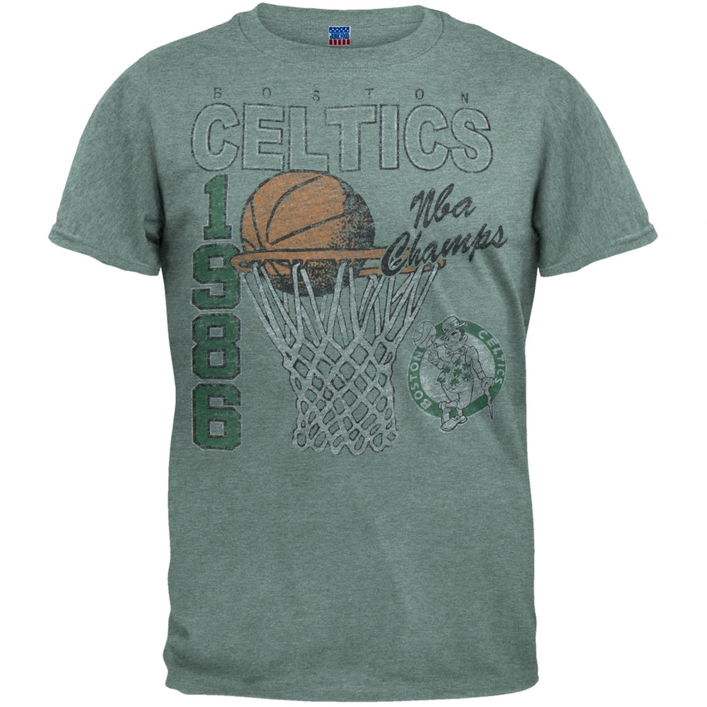 Boston Celtics - 86 Champs Net Logo Soft T-Shirt Men's T-Shirts Boston Celtics SM Green 