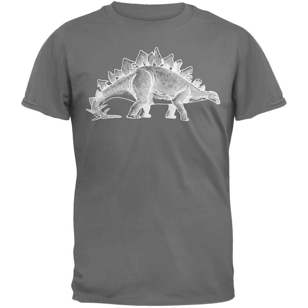 Antlers - Stegosaurus Soft Grey Adult T-Shirt Men's T-Shirts The Antlers SM Grey 