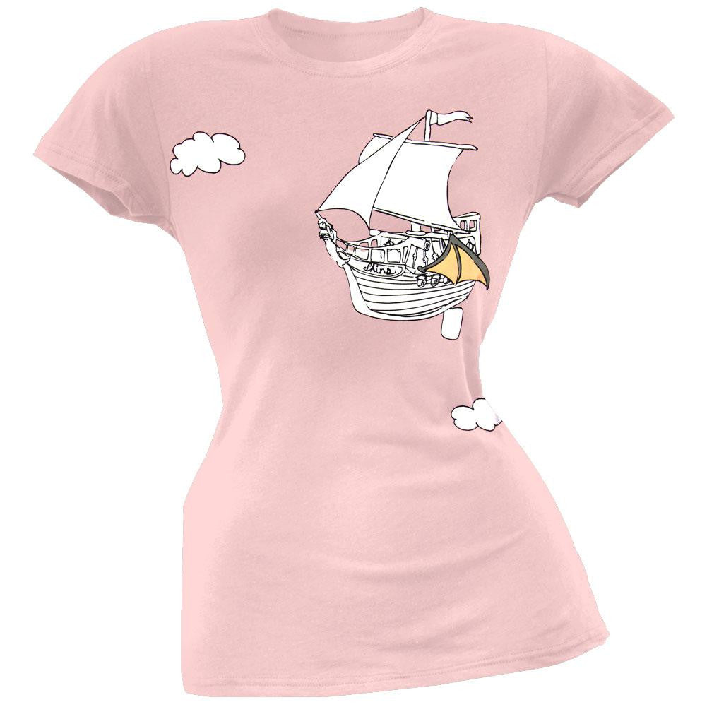 Shins - Ship Clouds Juniors T-Shirt Juniors T-Shirts The Shins SM Pink 