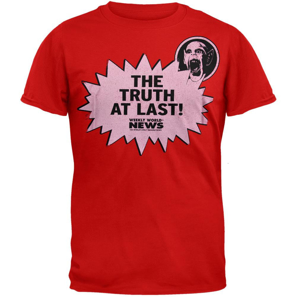 Weekly World News - Truth At Last Soft T-Shirt Men's T-Shirts Weekly World News 2XL Red 