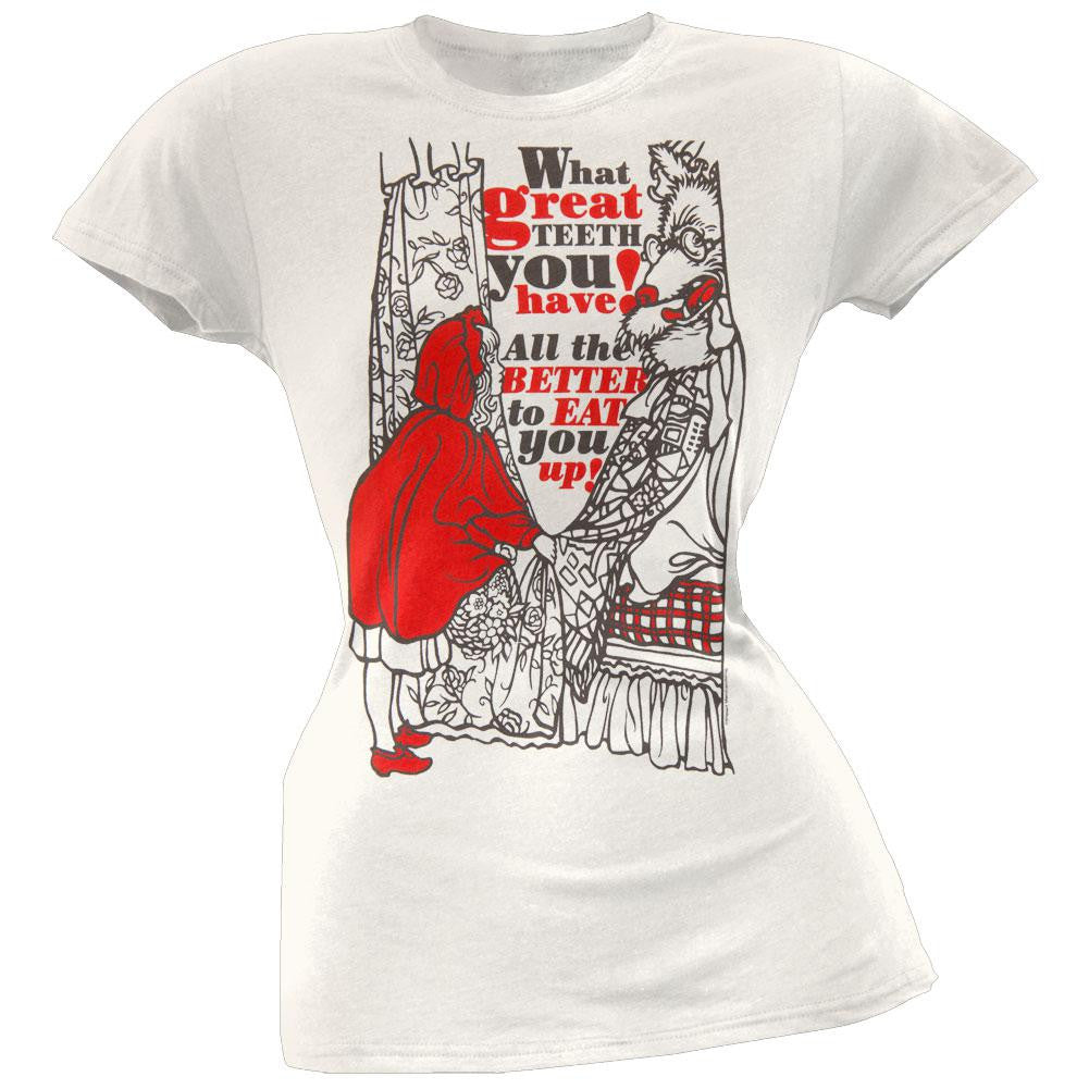 Little Red Riding Hood - Eat You Up Juniors T-Shirt Juniors T-Shirts Little Red Riding Hood SM White