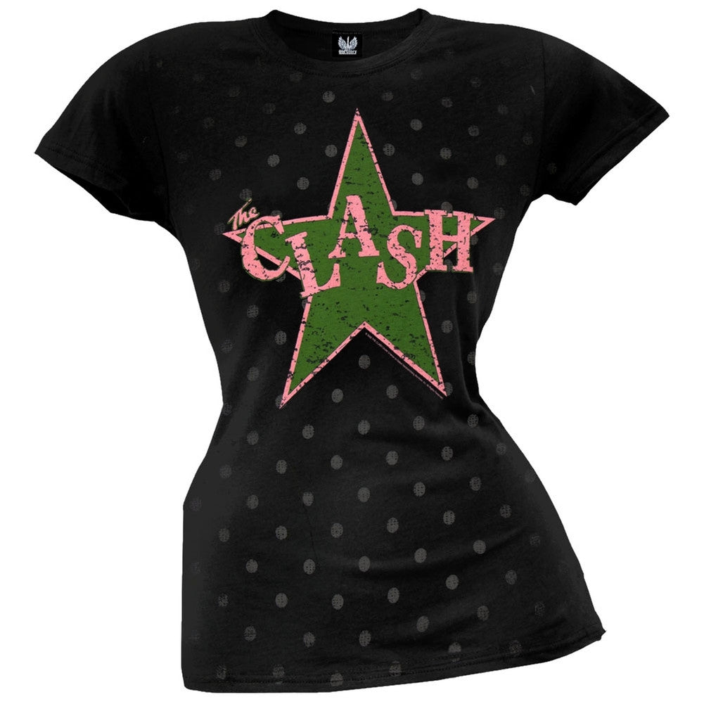 Clash - Star Dots Juniors T-Shirt Juniors T-Shirts The Clash SM Black