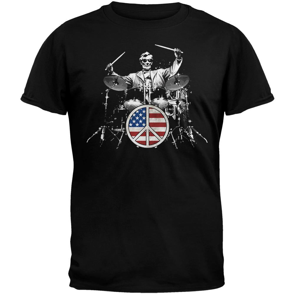 Abraham Lincoln Drummer Black T-Shirt Men's T-Shirts Old Glory 2XL Black 