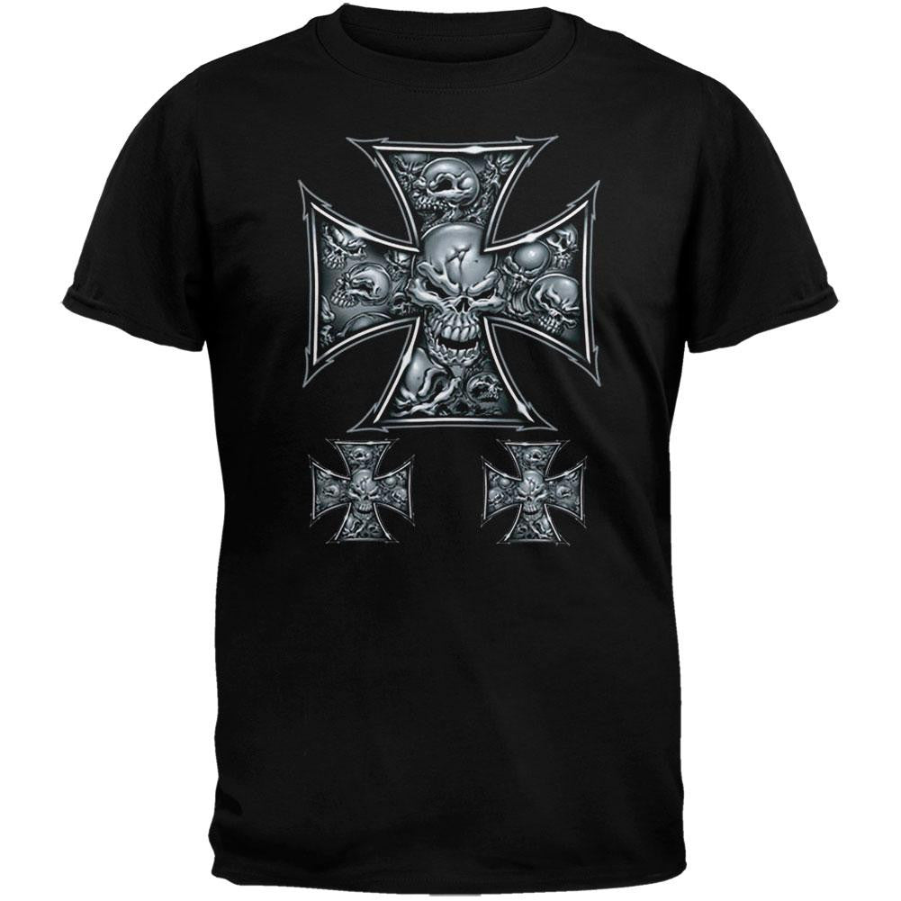 Lethal Threat - Iron Cross Black T-Shirt Men's T-Shirts Old Glory 2XL Black 